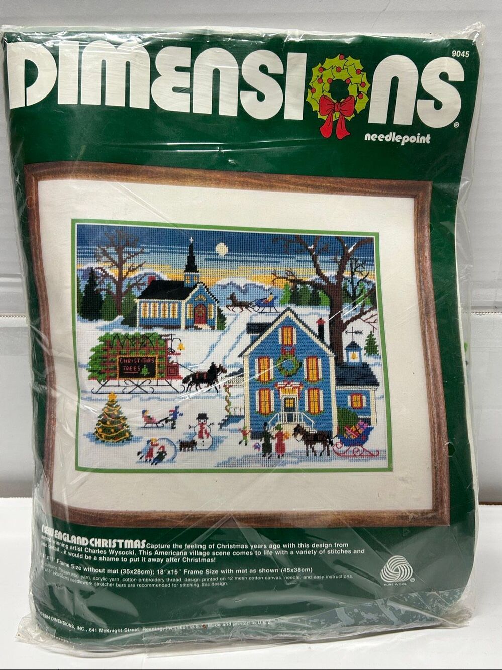 VTG Dimensions Needlepoint Kit New England Christmas 9045 Wysocki Americana 1984